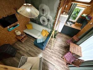 an overhead view of a living room with a couch at Garemo in Ambrolauri