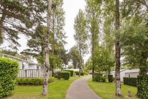 a path through a yard with trees and houses at Camping Paradis les Capucines in Trédrez
