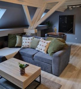 a living room with a couch and a table at Bel appartement hyper centre in Sélestat