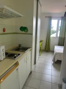 a kitchen with a sink and a counter top at Studio N10 Résidence OBAYEAR in Schœlcher