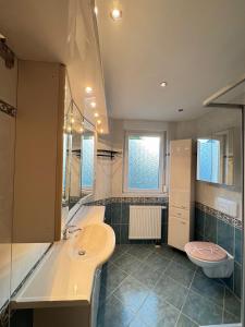 a bathroom with a sink and a toilet at Asiatisches Ferienhaus in Merseburg +13 photos