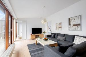 a living room with a couch and a tv at 0349-Romo-Vestergade-301 in Høm