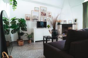 a living room with potted plants and a tv at C'era Una Volta in Monopoli