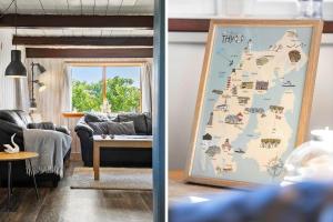 a living room with a map of ireland at LF10304-Hurup-Thy-Gundtoft-Mollevej-4 in Gettrup