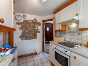 a kitchen with a sink and a stove top oven at Yr Hen Felin in Mathry