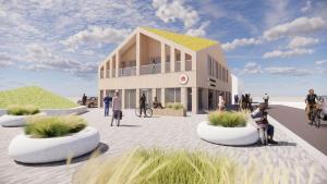 a rendering of a building with people outside of it at 1087-Hvide-Sande-Badevej-17-C-1-MF in Søndervig