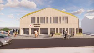 a rendering of a building with people standing outside of it at 1086-Hvide-Sande-Badevej-17-C-1-TH in Søndervig