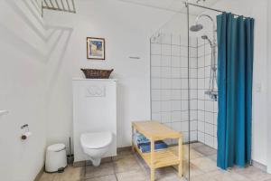 a bathroom with a toilet and a shower at 8592-Glesborg-Muslingevej-9 in Glesborg +17 photos