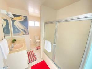 a bathroom with a shower and a sink at Sea View, Boards, Bikes, Wd in Oxnard