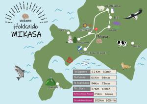 a map of wuhan wildlife museum and its attractions at 空彩 -sorairo2- 札幌と富良野のまんなか in Mikasa
