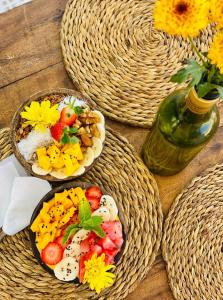 three baskets with plates of food on a table at Sunset Haven in Habaraduwa Central +13 photos