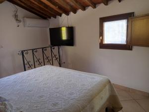 a bedroom with a bed and a television on the wall at Casina Luce in Stiava