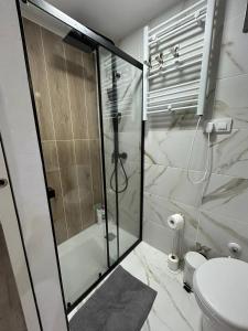 a bathroom with a shower and a toilet at Piso De Balboa Wi-Fi, Air-Con in Gandía +29 photos