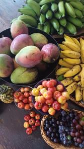 a bunch of fruits and vegetables on a table at Pousada da Serrinha in Mariana