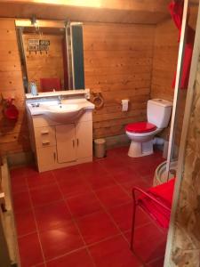 a bathroom with a sink and a toilet at Le Mas de la Pinède in Bollène +15 photos