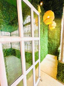 a room with a window and a green wall at Ballygunge 2BHK 2000sqft flat main road in Kolkata