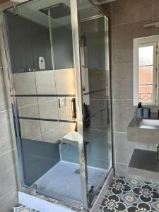 a shower with a glass door in a bathroom at Vallee du Ton in Origny-en-Thiérache +24 photos