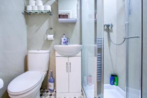 a bathroom with a toilet and a sink and a shower at London Brompton Residence Hotel in London