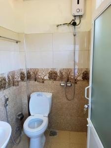 a bathroom with a toilet and a shower at Ivory guest house in Pattipola