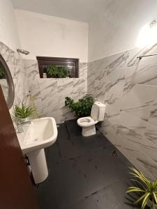 a bathroom with a sink and a toilet and a window at hostel of sincerity Female only in Maharagama