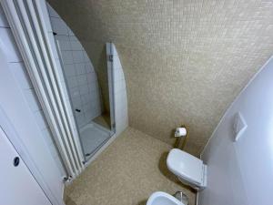 a small bathroom with a shower and a toilet at L'Armonia - "La Terrazza" in Noci