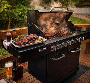 a barbecue grill with a plate of food on it at Bella Vista! Long range MTN views, Hot Tub, Close to town and Lake in Blue Ridge +19 photos