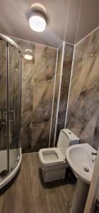 a bathroom with a toilet and a sink at The Grafton Rooms in Northampton