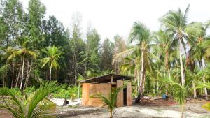 a small shack in front of some palm trees at Villa Homestay in Mesemta