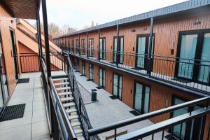a view from a balcony of a building at Mondeso Hotel in Aš