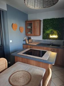 a kitchen with a sink and a counter top at gite l oree de la foret in Incheville