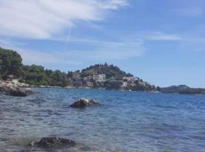 a large body of water with a hill in the background at Villa Ivan Vodice in Vodice