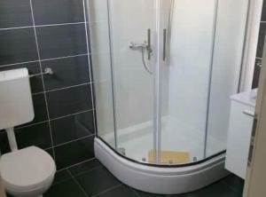a bathroom with a toilet and a glass shower at Villa Ivan Vodice in Vodice +27 photos