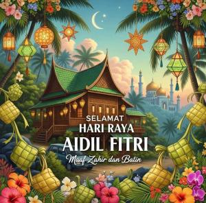 a poster for a hawaiian hak raya aidilfitri festival at Homestay in Kulim
