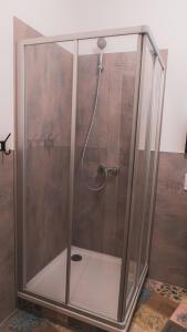 a shower with a glass enclosure in a bathroom at Cityloft Erfurt in Erfurt +27 photos