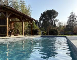 a swimming pool with a gazebo at Mas d'Auseu in Cavaillon