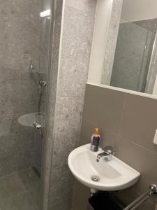 a bathroom with a sink and a shower at Privat Zimmer Sanela in Payerbach +8 photos