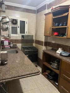 a small kitchen with a sink and a stove at Light Tower in Alexandria +3 photos