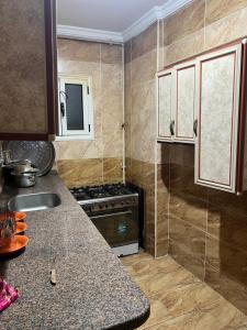 a kitchen with a stove and a counter top at Light Tower in Alexandria