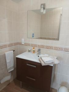 a bathroom with a sink and a mirror at Gite Chambres d Hotes des Péguets in Faverolles +17 photos