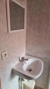a bathroom with a sink and a mirror and a toilet at La Gloriette Riquewihr in Riquewihr +16 photos