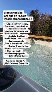 a screenshot of a text message on the side of a river at Grange de l'ancienne école avec Jacuzzi privé in Gérardmer +1 photo