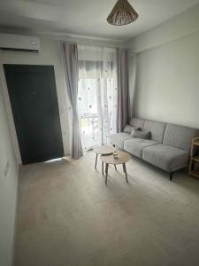 a living room with a couch and a table at Lemmy Аpartment in Ofrínion