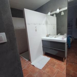 a bathroom with a sink and a mirror at L'atelier d'LN in La Roque-dʼAnthéron +12 photos