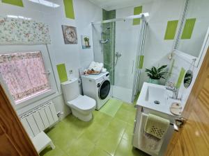 a bathroom with a shower toilet and a sink at Adro Redondela in Redondela +16 photos