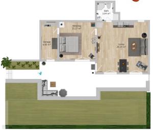 a floor plan of a small house with at Stilvolles Wohnen an der Goldküste, nahe Zürich - 55m2 in Erlenbach