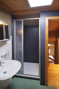 a bathroom with a shower and a white sink at Blankenese in Ahlbeck +13 photos