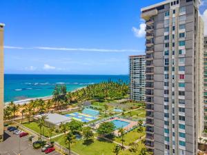 an aerial view of a building and the ocean at Playa Azul Beach by Otium in Luquillo