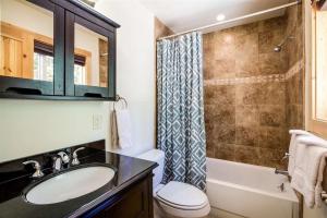 a bathroom with a sink and a toilet and a shower at Carnelian Bay Lake House in Carnelian Bay +8 photos