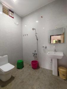 a bathroom with a toilet and a sink at NARGILA HAMPi in Hampi