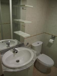 ベナルマデナにあるApartamentos Mar y Sol 2のバスルーム(洗面台、トイレ、鏡付)